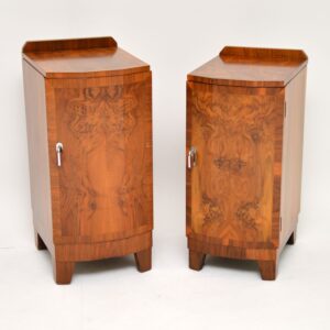 pair of original walnut art deco period bedside cabinets