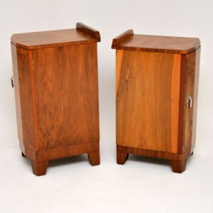 pair of original walnut art deco period bedside cabinets