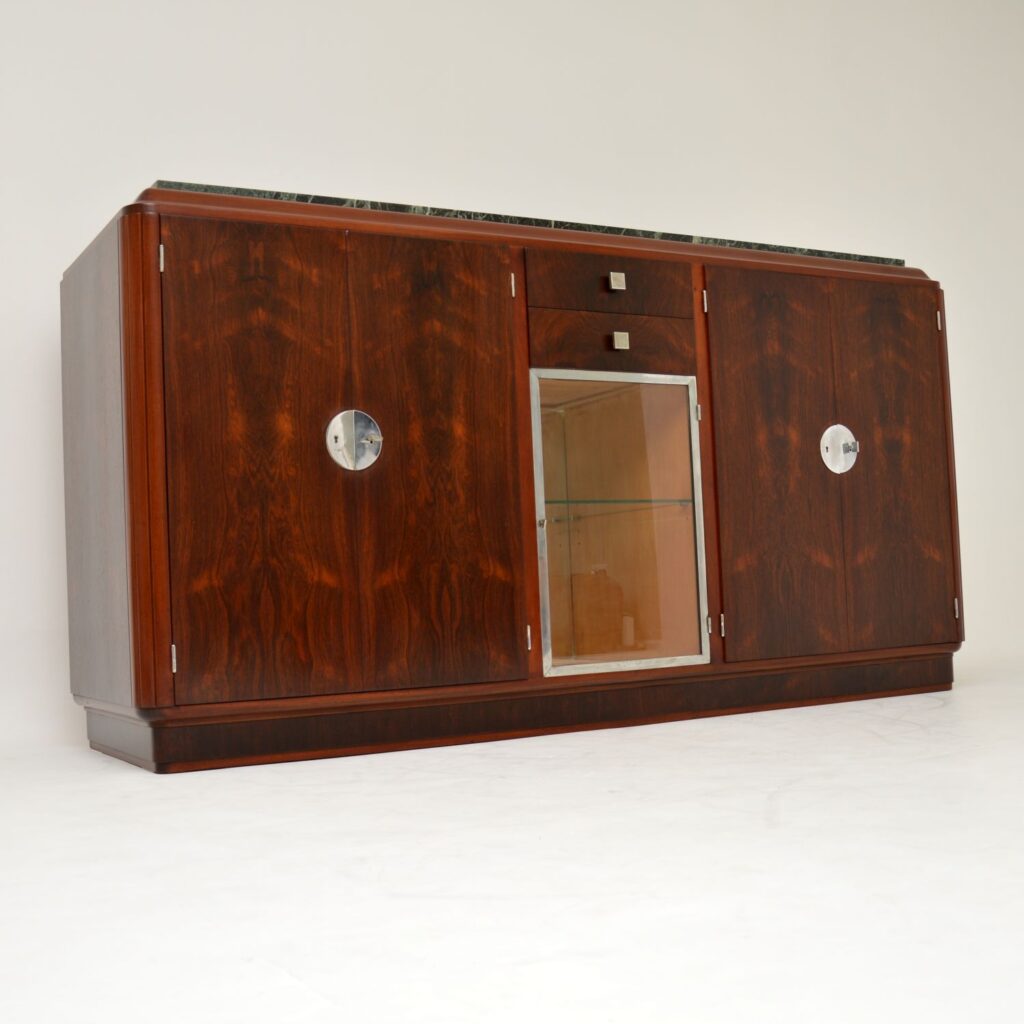 art deco french rosewood marble chrome sideboard