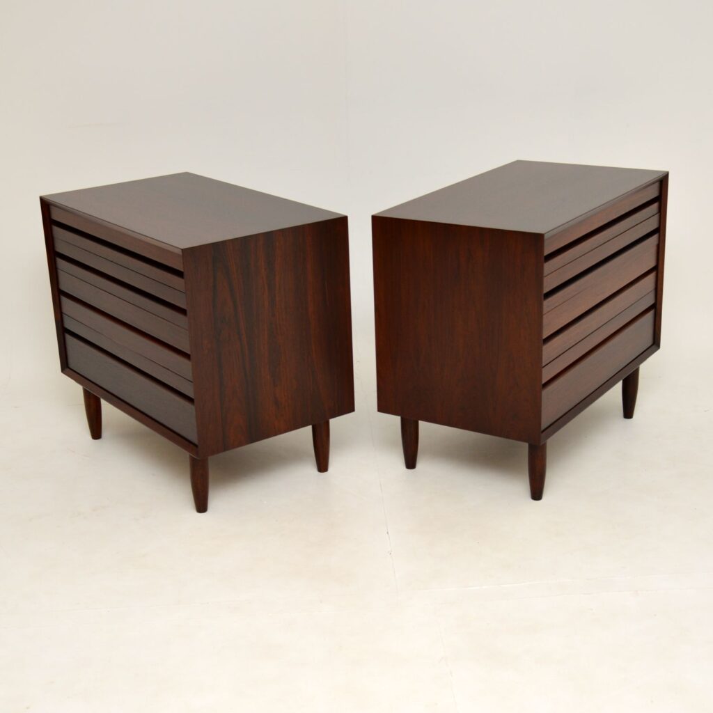pair of danish retro vintage rosewood cabinets bedside chest of drawers