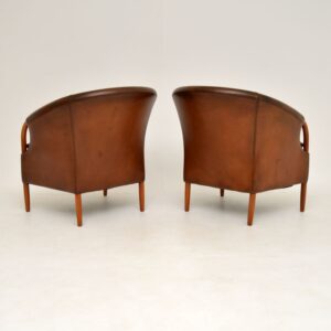 Pair of Danish Vintage Leather Armchairs by Mogens Hansen