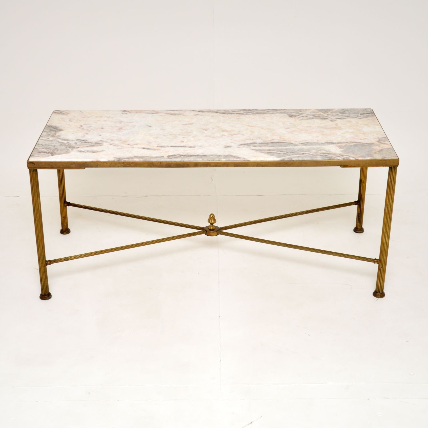 retro vintage brass marble french coffee table