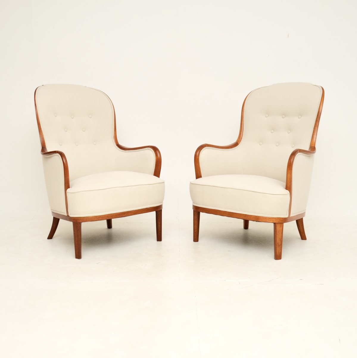 Pair of Vintage Swedish Mahogany Armchairs by Carl Malmsten