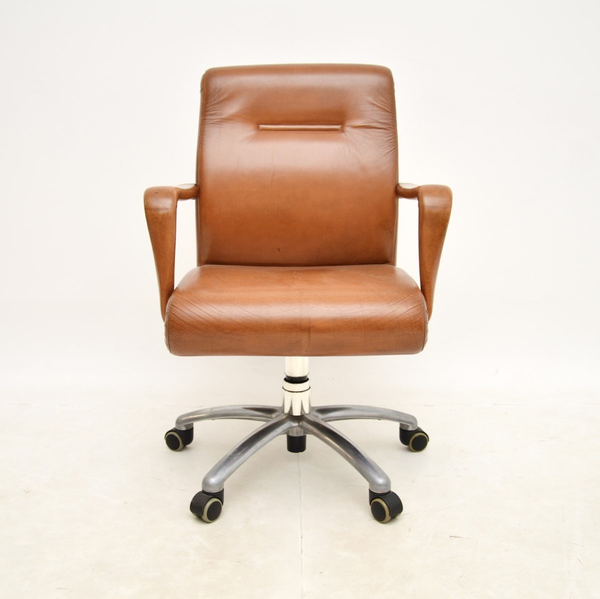 Vintage Italian Leather Swivel Desk Chair by Poltrona Frau