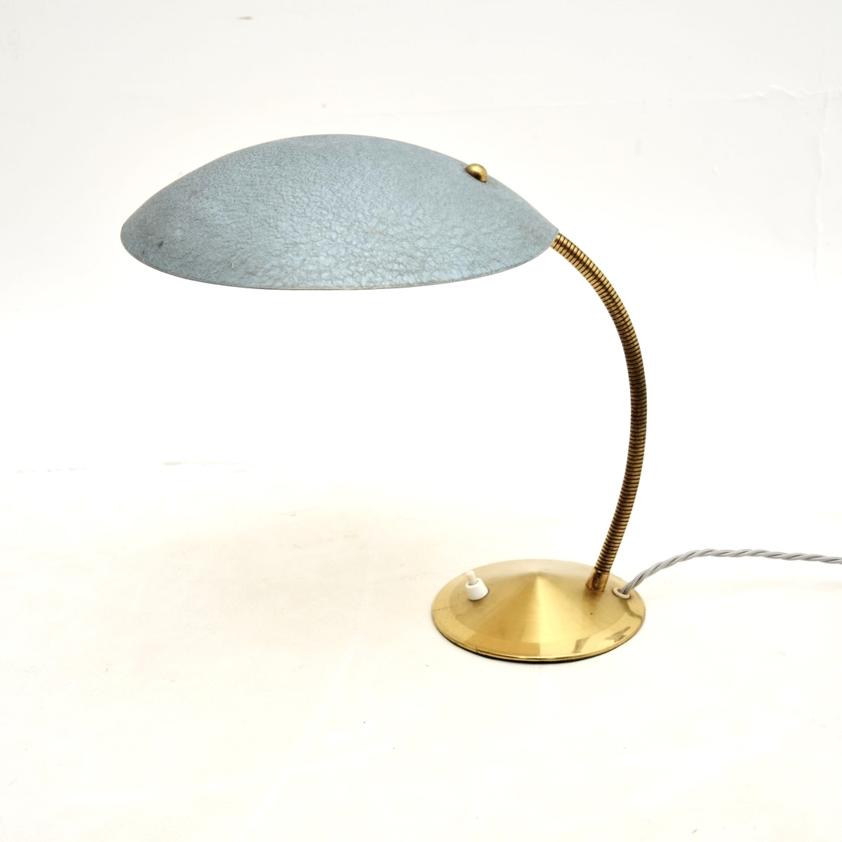 Vintage French Enamelled Tole and Brass Desk Lamp