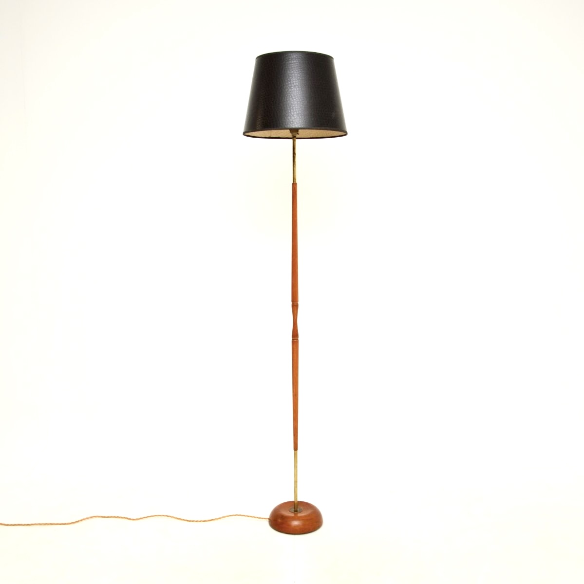 Danish Vintage Teak and Brass Floor Lamp