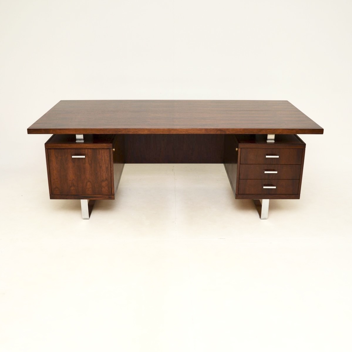 Danish Vintage Rosewood and Chrome Executive Desk by Jorgen Pedersen