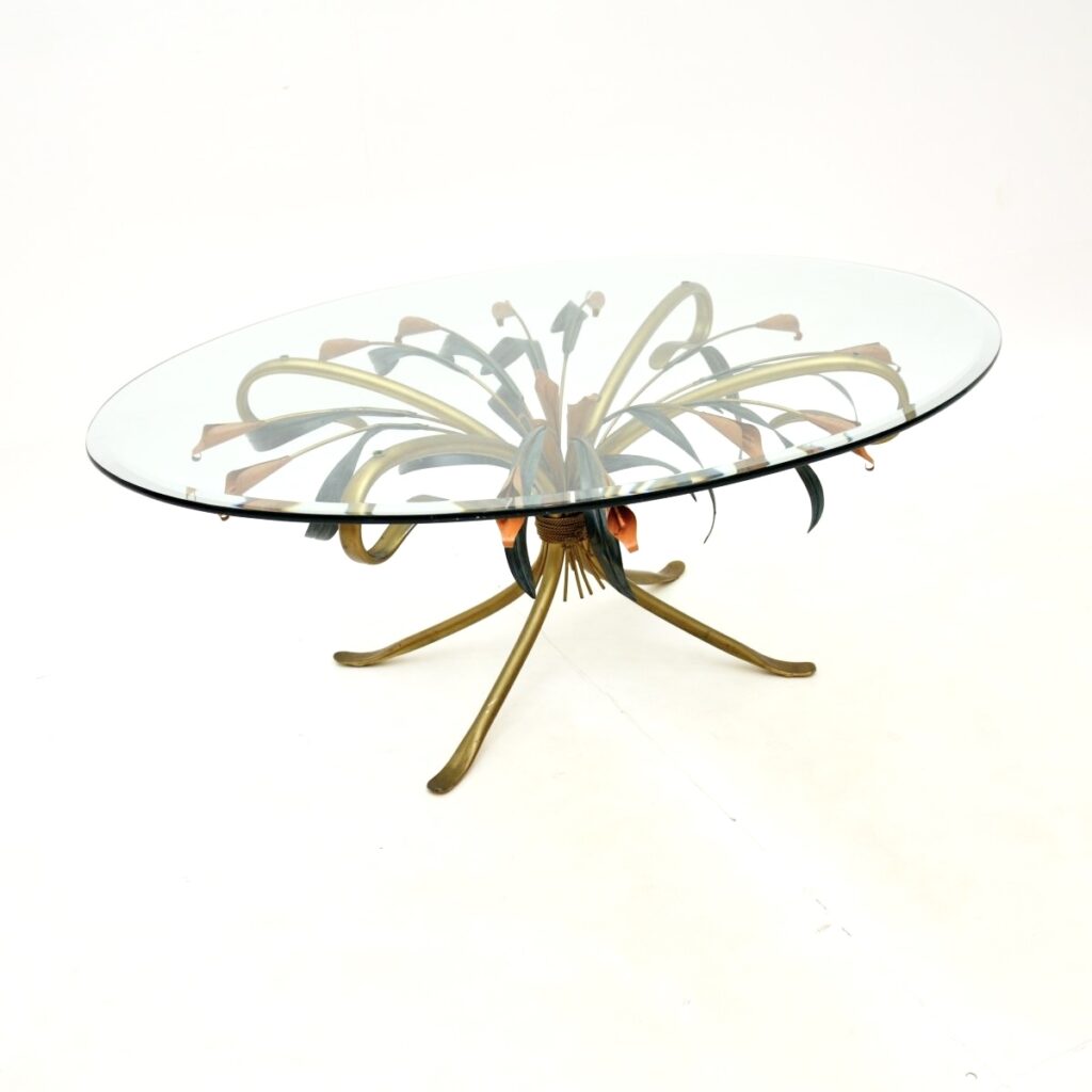 Vintage Gilt Metal Coffee Table by Hans Kogl