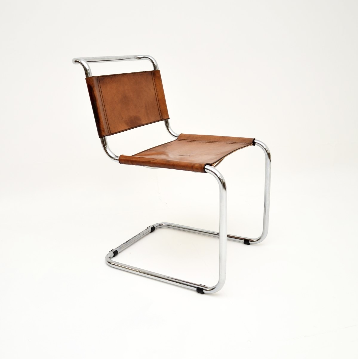 Vintage Leather and Chrome S33 Chair by Mart Stam