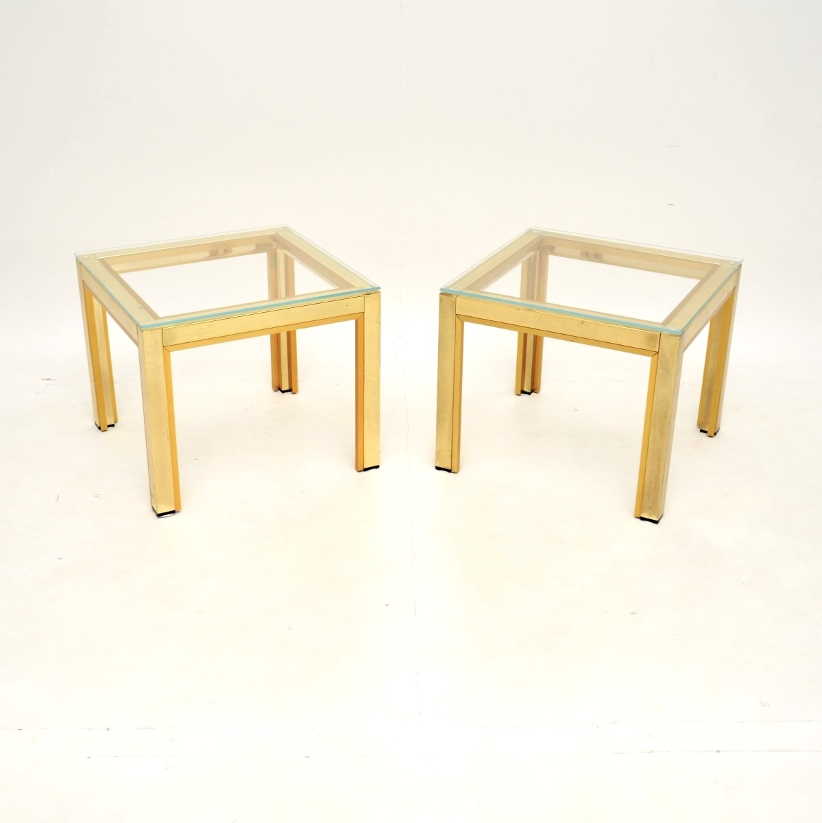 Pair of Vintage Italian Brass Side Tables by Zevi