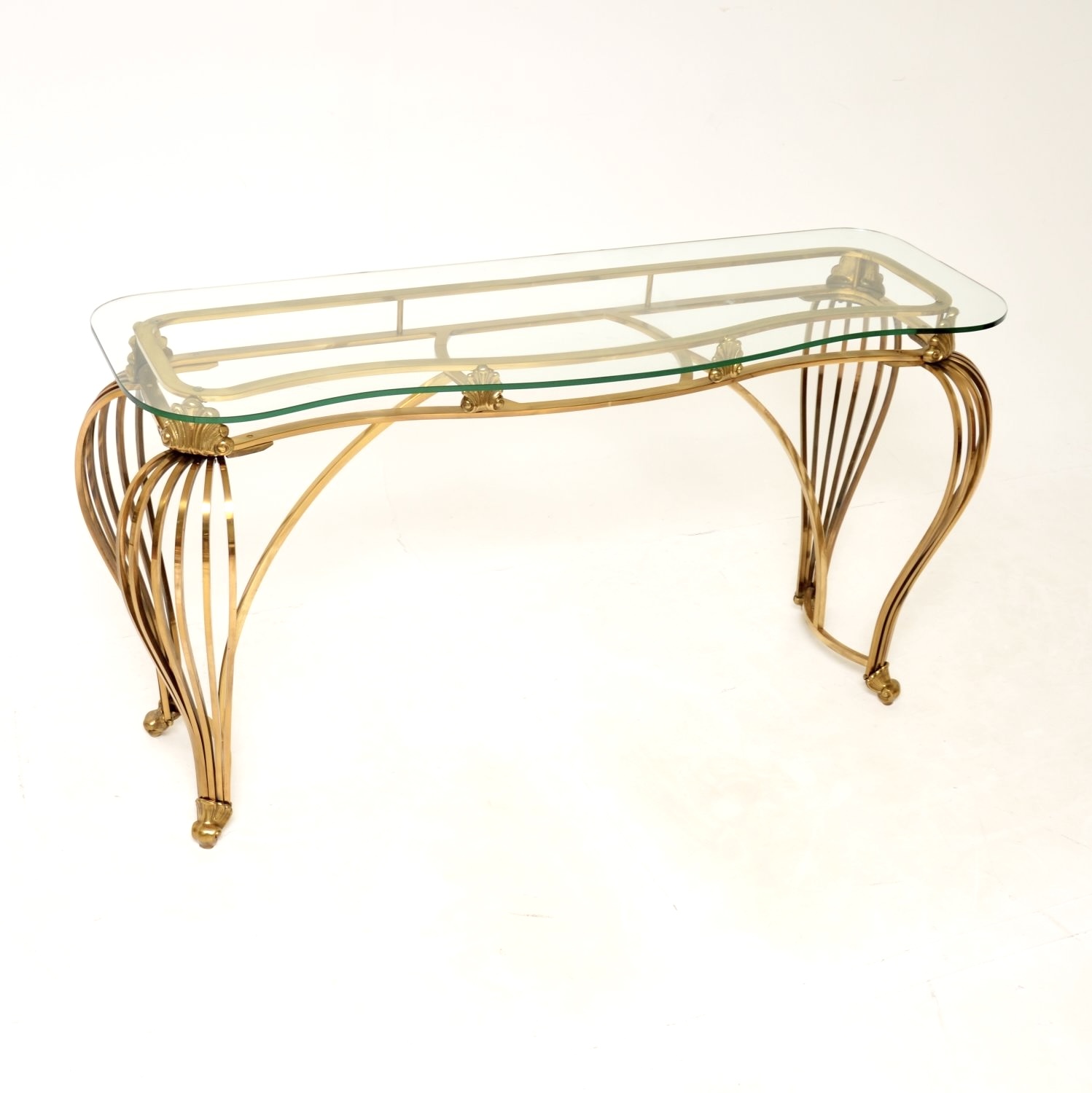 Vintage Italian Brass and Glass Console Table
