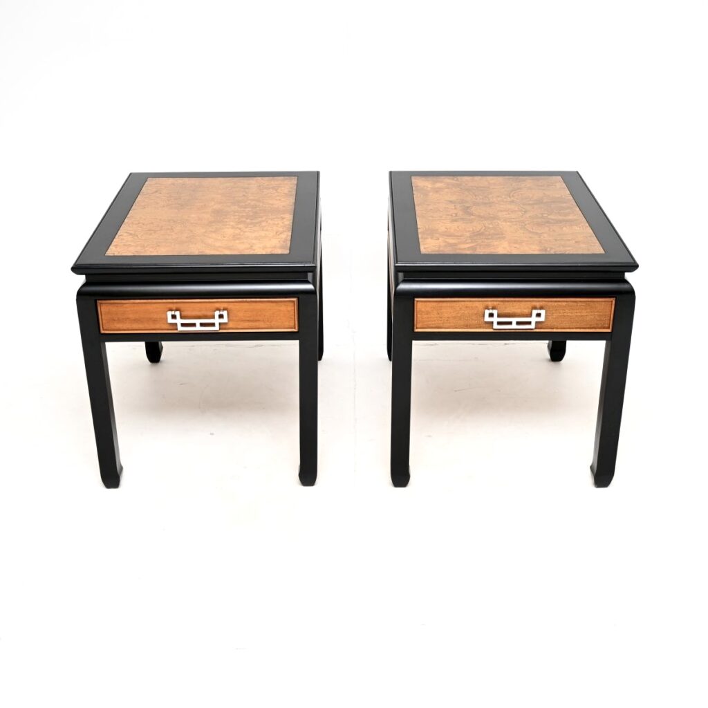 Pair of Vintage Burr Elm Side Tables by Raymond Sobota