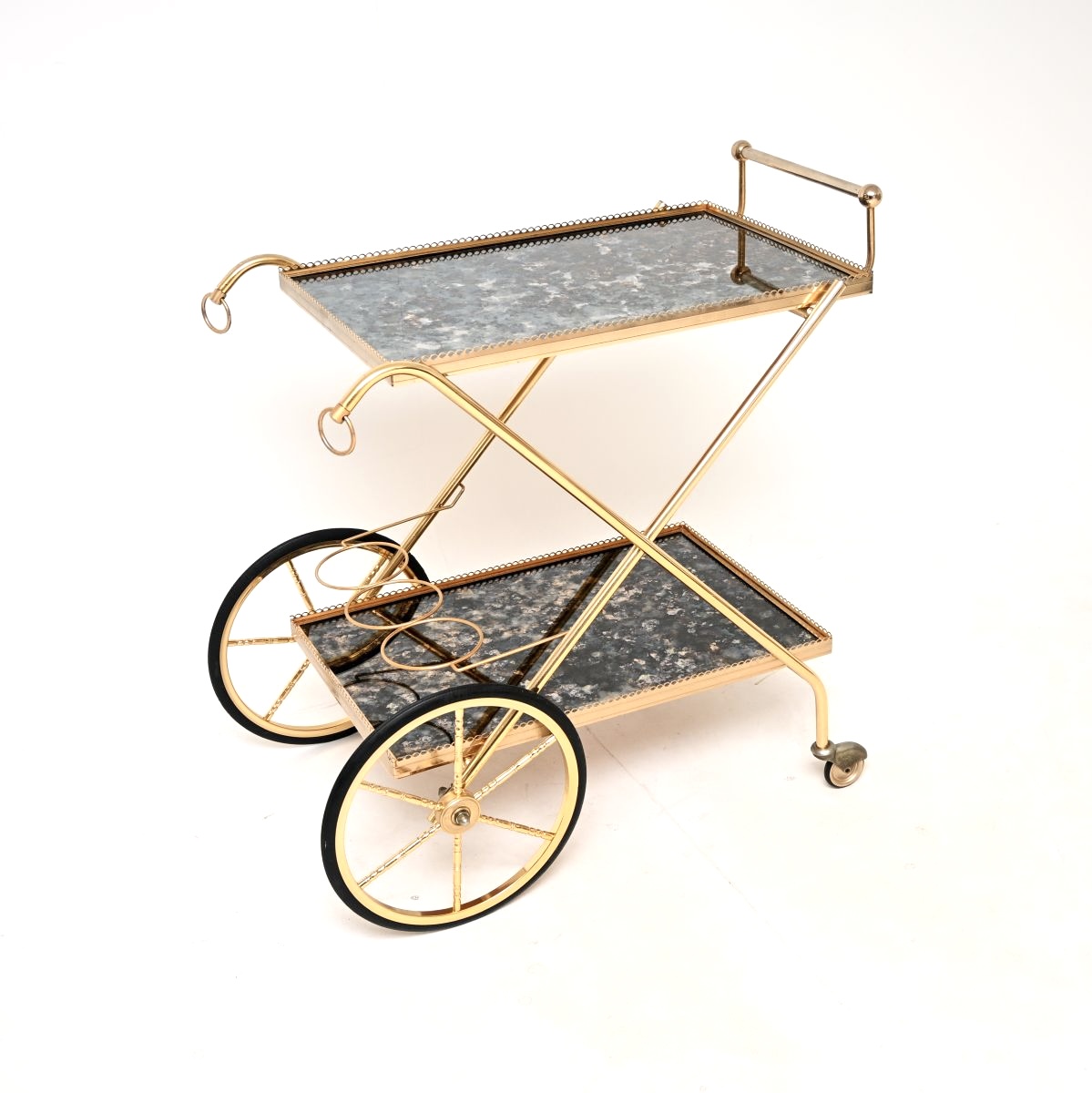 Vintage Italian Brass Drinks Trolley