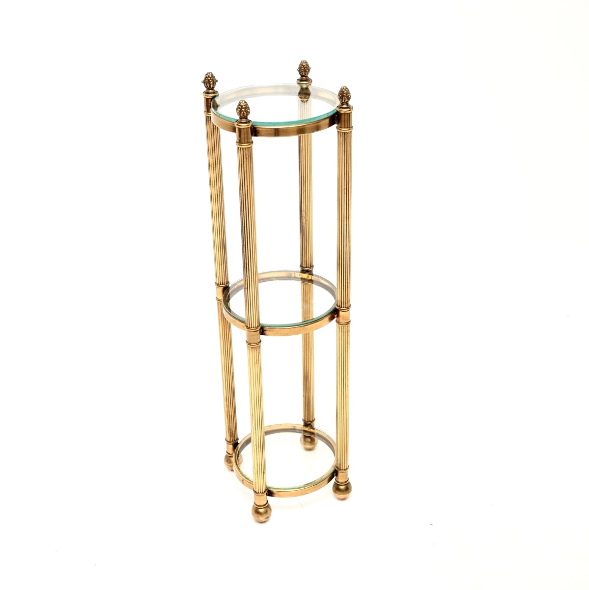 Vintage French Brass and Glass Three Tier Side Table