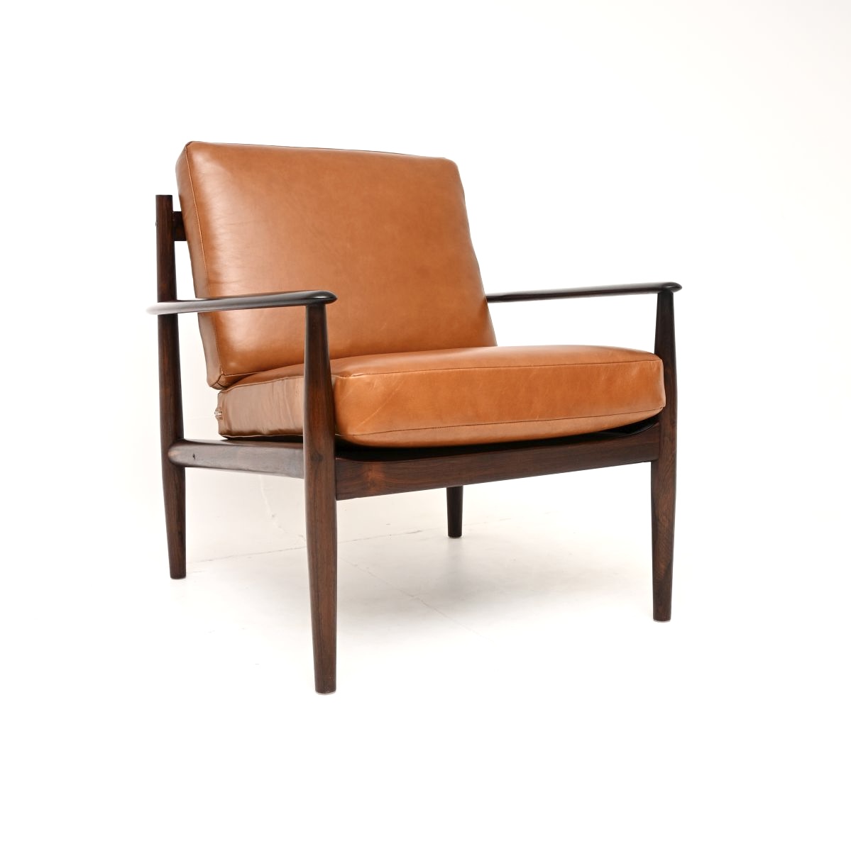 Danish Rosewood and Leather Armchair by Grete Jalk for France and Son