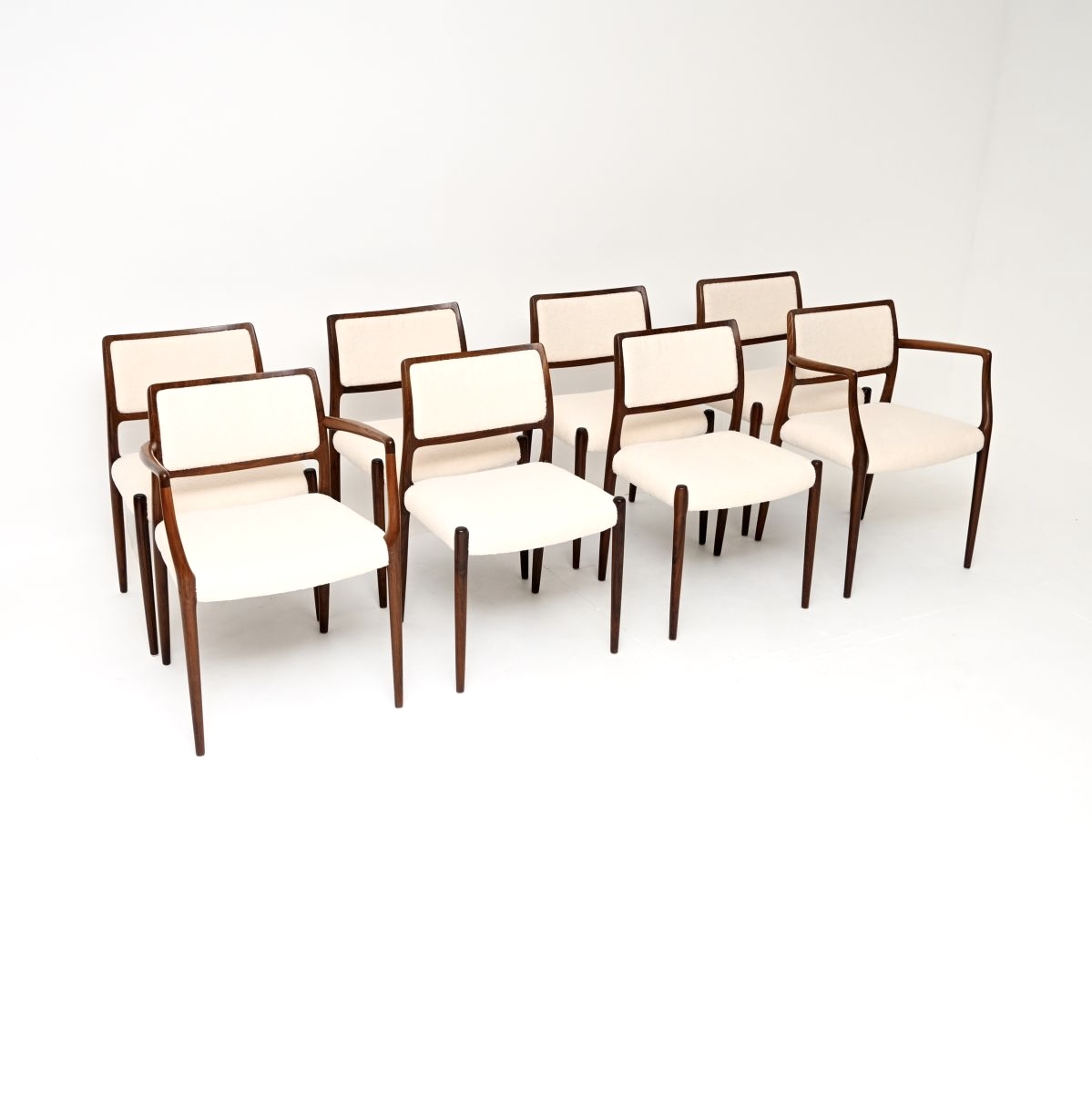Set of Eight Danish Rosewood Dining Chairs by Niels Moller